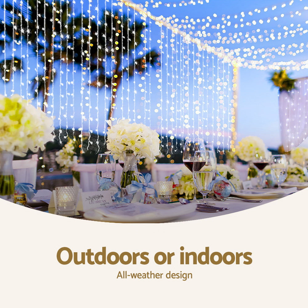 3X6M Christmas Lights Curtain Light Cool White 600 LED Jingle Jollys XMAS-CUR600-6M-WH