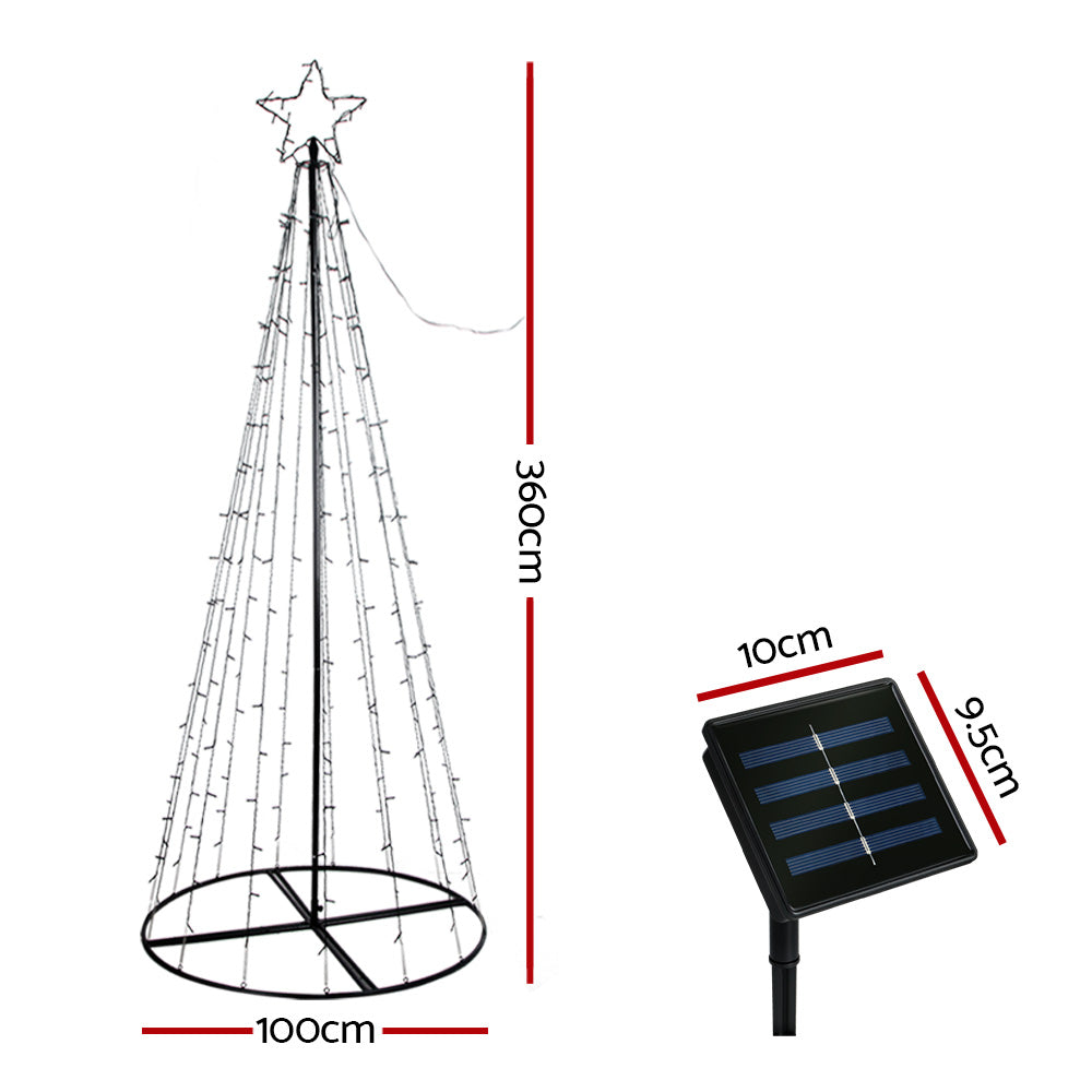 3.6M Christmas Tree 400 LED Solar Jingle Jollys XMAS-FAIRY-SOLAR-12FT