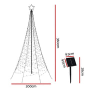 3.6M Christmas Tree 800 LED Solar Net Lights Jingle Jollys XMAS-FAIRY-SOLAR-NET-12FT-WARM