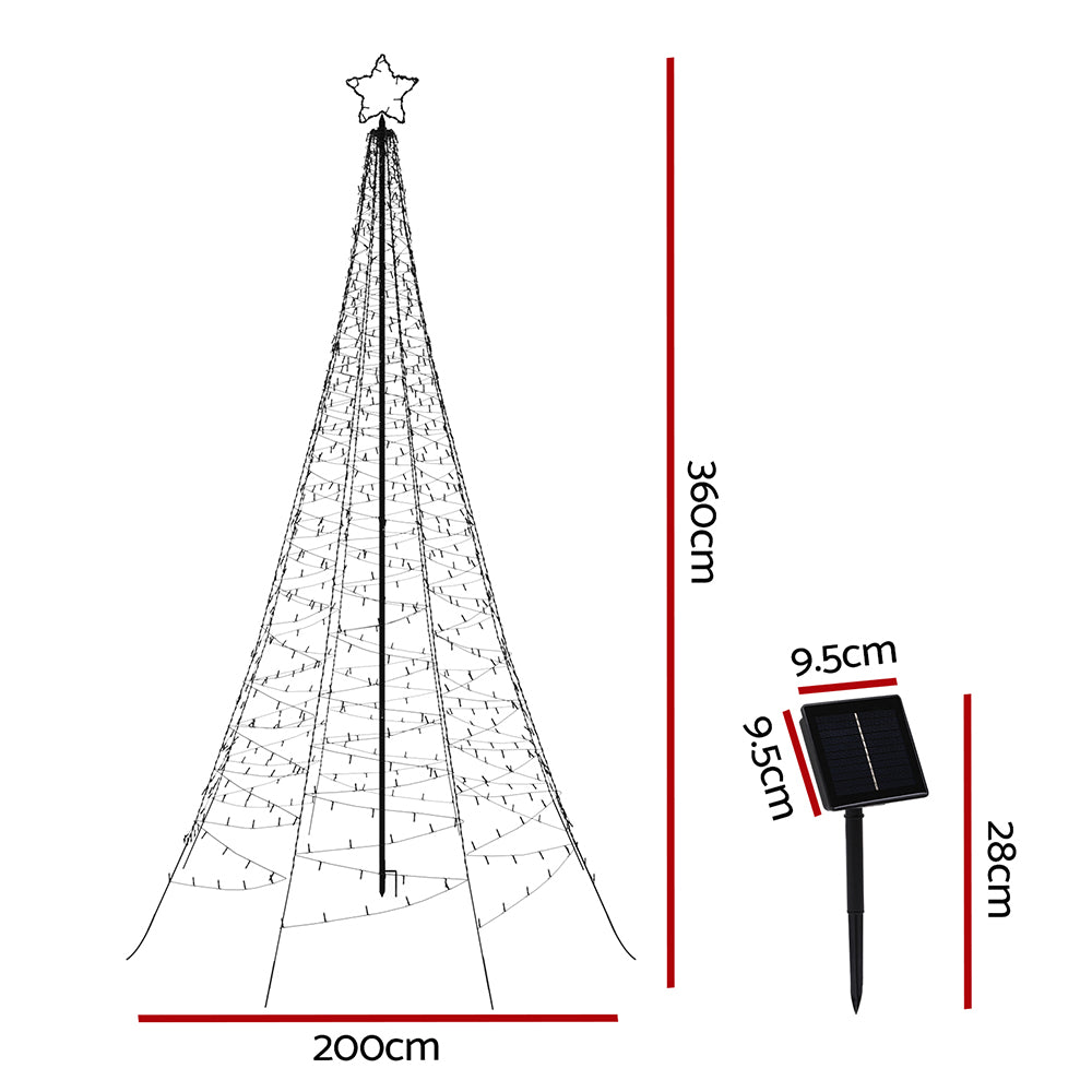 3.6M Christmas Tree 800 LED Solar Net Lights Jingle Jollys XMAS-FAIRY-SOLAR-NET-12FT-WARM