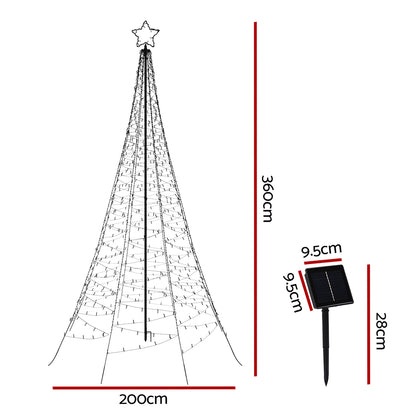 3.6M Christmas Tree 800 LED Solar Net Lights Jingle Jollys XMAS-FAIRY-SOLAR-NET-12FT-WARM