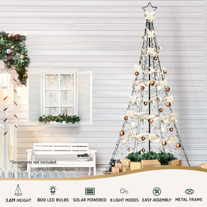 3.6M Christmas Tree 800 LED Solar Net Lights Jingle Jollys XMAS-FAIRY-SOLAR-NET-12FT-WARM