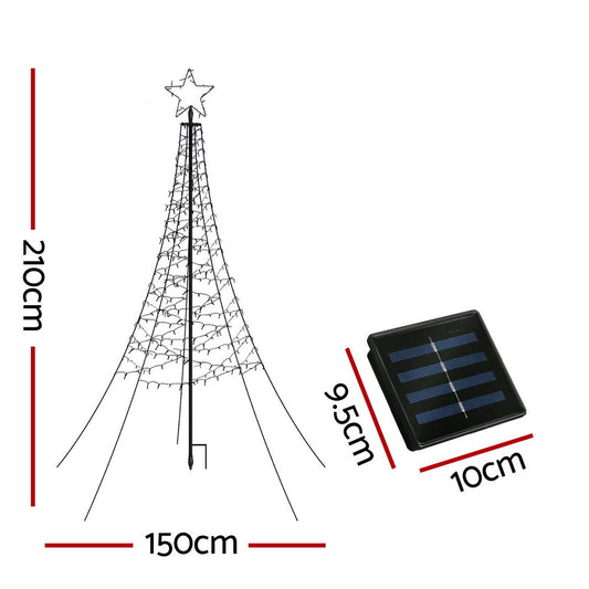 Jingle Jollys Solar Christmas Tree 2.1m 320 LED Net Lights Xmas Trees Decoration XMAS-FAIRY-SOLAR-NET-7FT-WARM