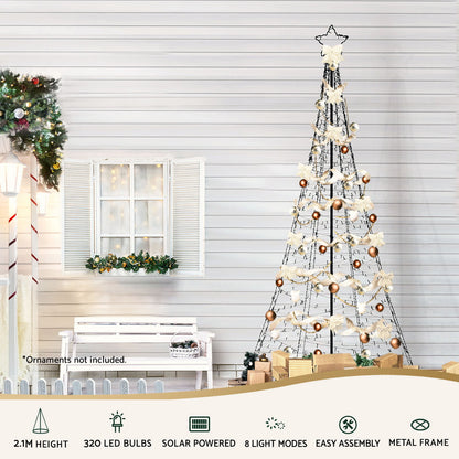 Jingle Jollys Solar Christmas Tree 2.1m 320 LED Net Lights Xmas Trees Decoration XMAS-FAIRY-SOLAR-NET-7FT-WARM