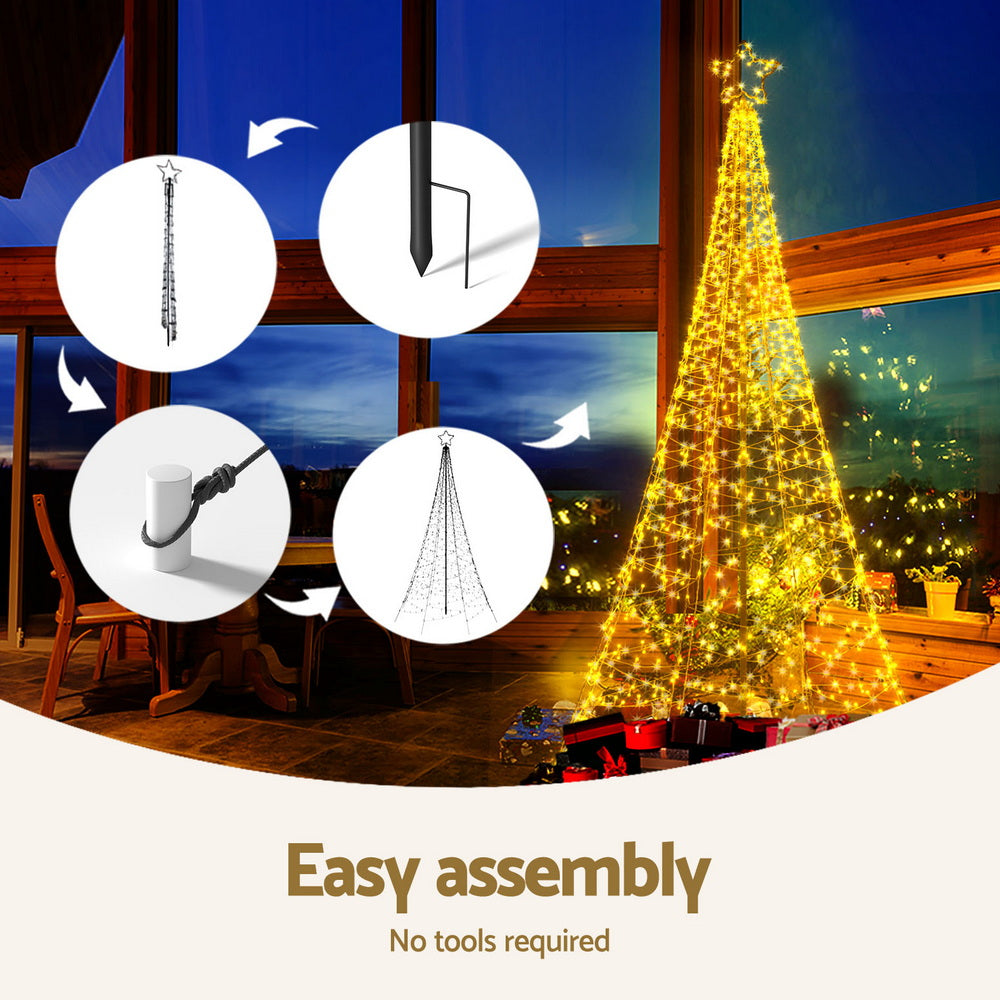 Jingle Jollys Solar Christmas Tree 2.1m 320 LED Net Lights Xmas Trees Decoration XMAS-FAIRY-SOLAR-NET-7FT-WARM