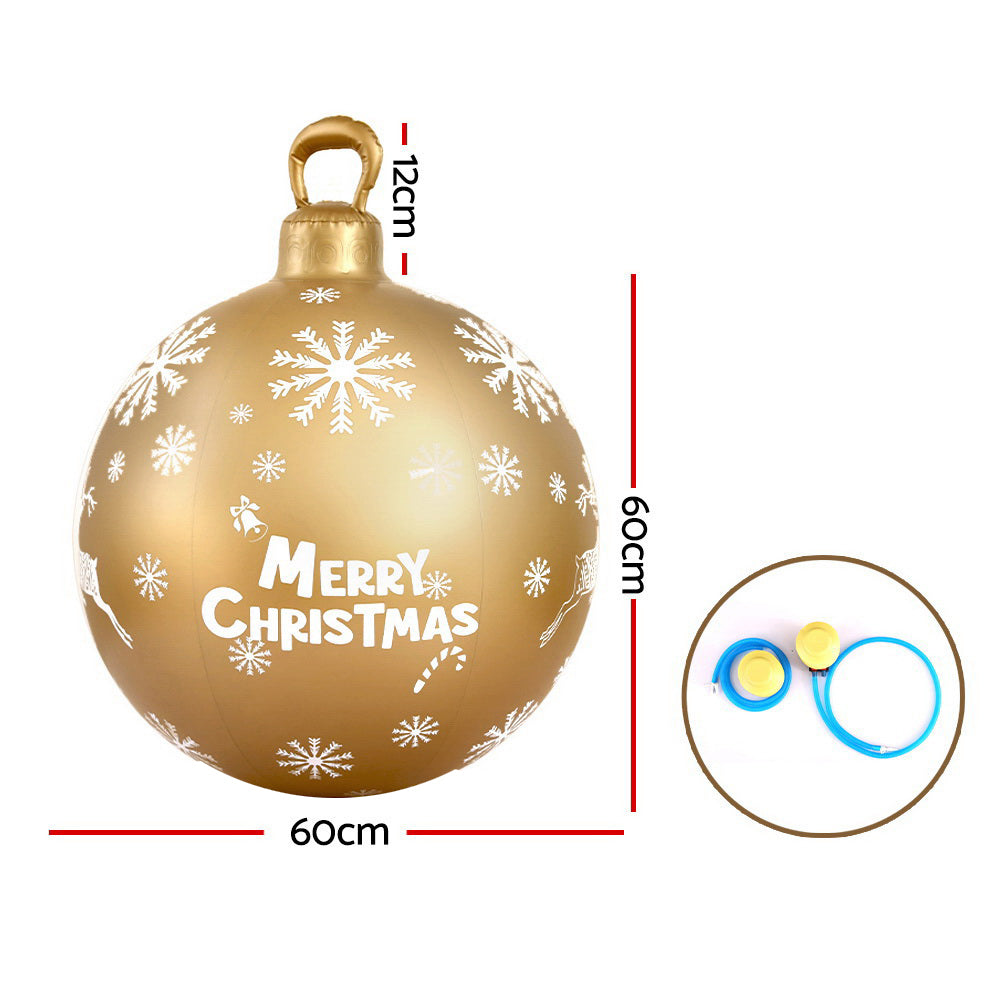 Jingle Jollys Christmas Inflatable Ball Bauble 60cm Outdoor Decoration Gold XMAS-INF-BAUBLE-GOLD