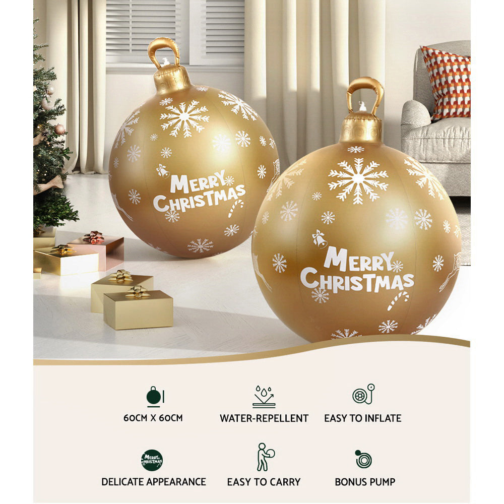 Jingle Jollys Christmas Inflatable Ball Bauble 60cm Outdoor Decoration Gold XMAS-INF-BAUBLE-GOLD