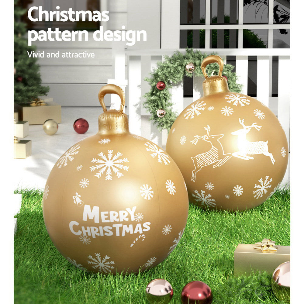 Jingle Jollys Christmas Inflatable Ball Bauble 60cm Outdoor Decoration Gold XMAS-INF-BAUBLE-GOLD