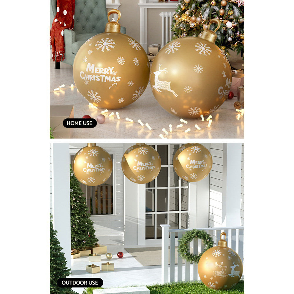 Jingle Jollys Christmas Inflatable Ball Bauble 60cm Outdoor Decoration Gold XMAS-INF-BAUBLE-GOLD
