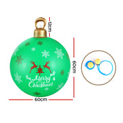 Jingle Jollys Christmas Inflatable Ball Bauble 60cm Outdoor Decoration Green XMAS-INF-BAUBLE-GREEN
