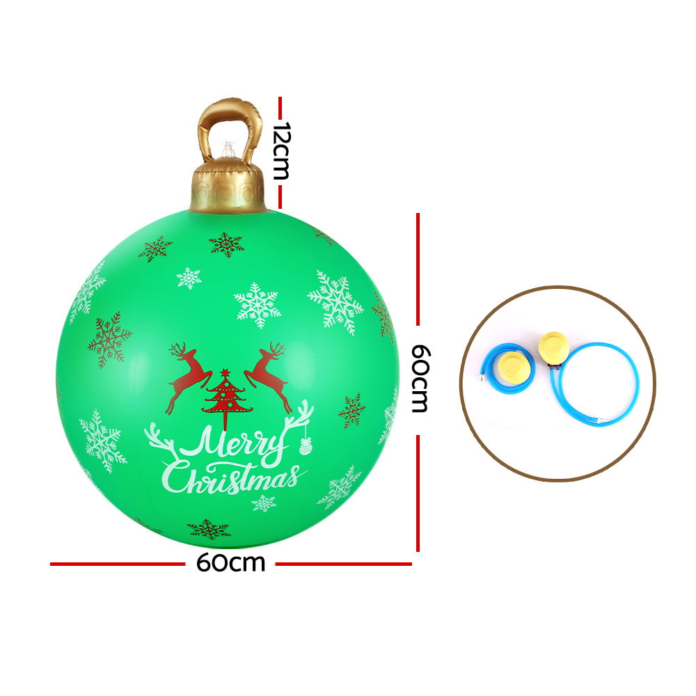 Jingle Jollys Christmas Inflatable Ball Bauble 60cm Outdoor Decoration Green XMAS-INF-BAUBLE-GREEN