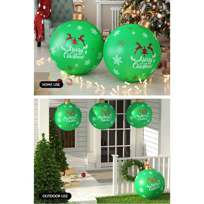 Jingle Jollys Christmas Inflatable Ball Bauble 60cm Outdoor Decoration Green XMAS-INF-BAUBLE-GREEN