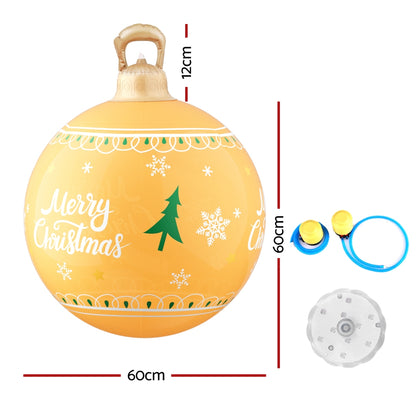 Jingle Jollys Christmas Inflatable Ball 60cm Led Illuminated Xmas Decoration XMAS-INF-BAUBLE-MERRY-GOLD