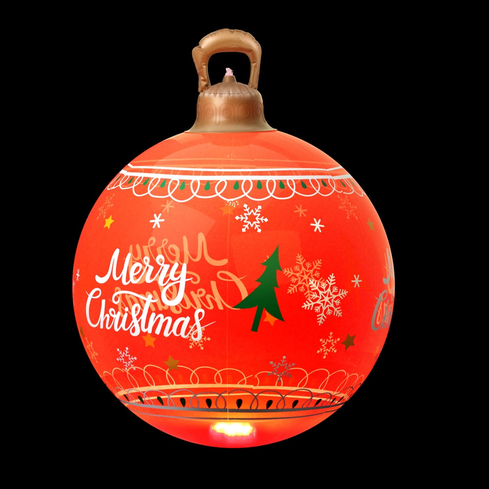 Jingle Jollys Christmas Inflatable Ball 60cm Led Illuminated Xmas Decoration Red XMAS-INF-BAUBLE-MERRY-RED