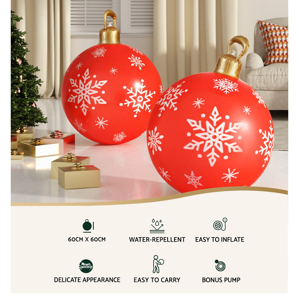 Jingle Jollys Christmas Inflatable Ball Bauble 60cm Outdoor Decoration Red XMAS-INF-BAUBLE-RED