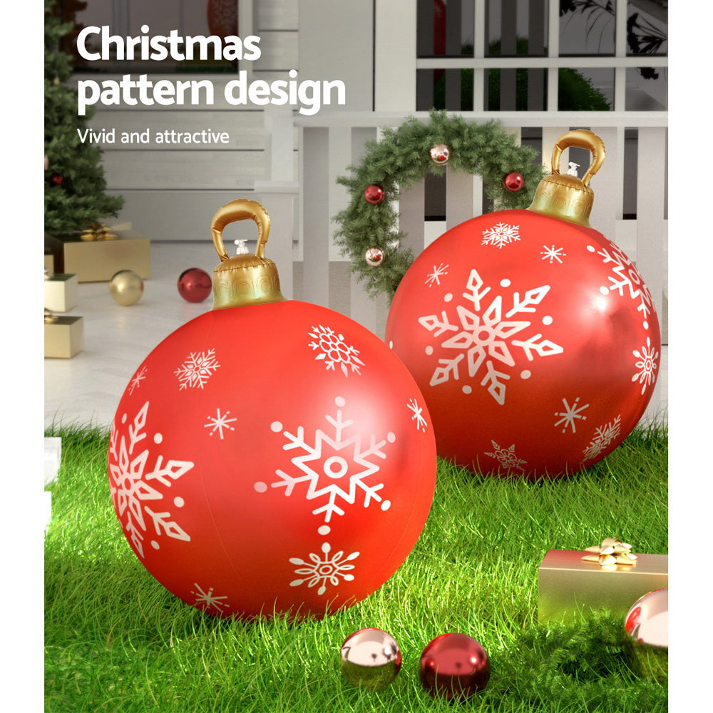 Jingle Jollys Christmas Inflatable Ball Bauble 60cm Outdoor Decoration Red XMAS-INF-BAUBLE-RED