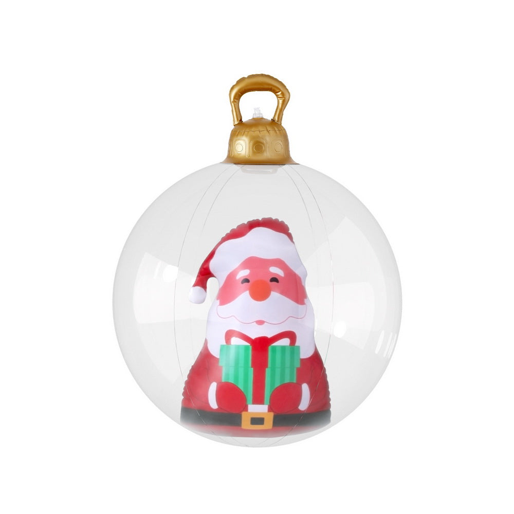Jingle Jollys Christmas Inflatable Ball 60cm Santa Decoration Giant Bauble Clear XMAS-INF-BAUBLE-SANTA-CLEAR