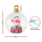 Jingle Jollys Christmas Inflatable Ball 60cm Santa Decoration Giant Bauble Clear XMAS-INF-BAUBLE-SANTA-CLEAR