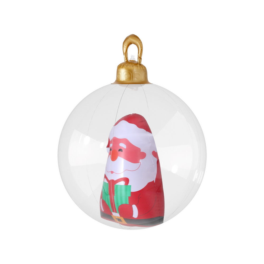 Jingle Jollys Christmas Inflatable Ball 60cm Santa Decoration Giant Bauble Clear XMAS-INF-BAUBLE-SANTA-CLEAR