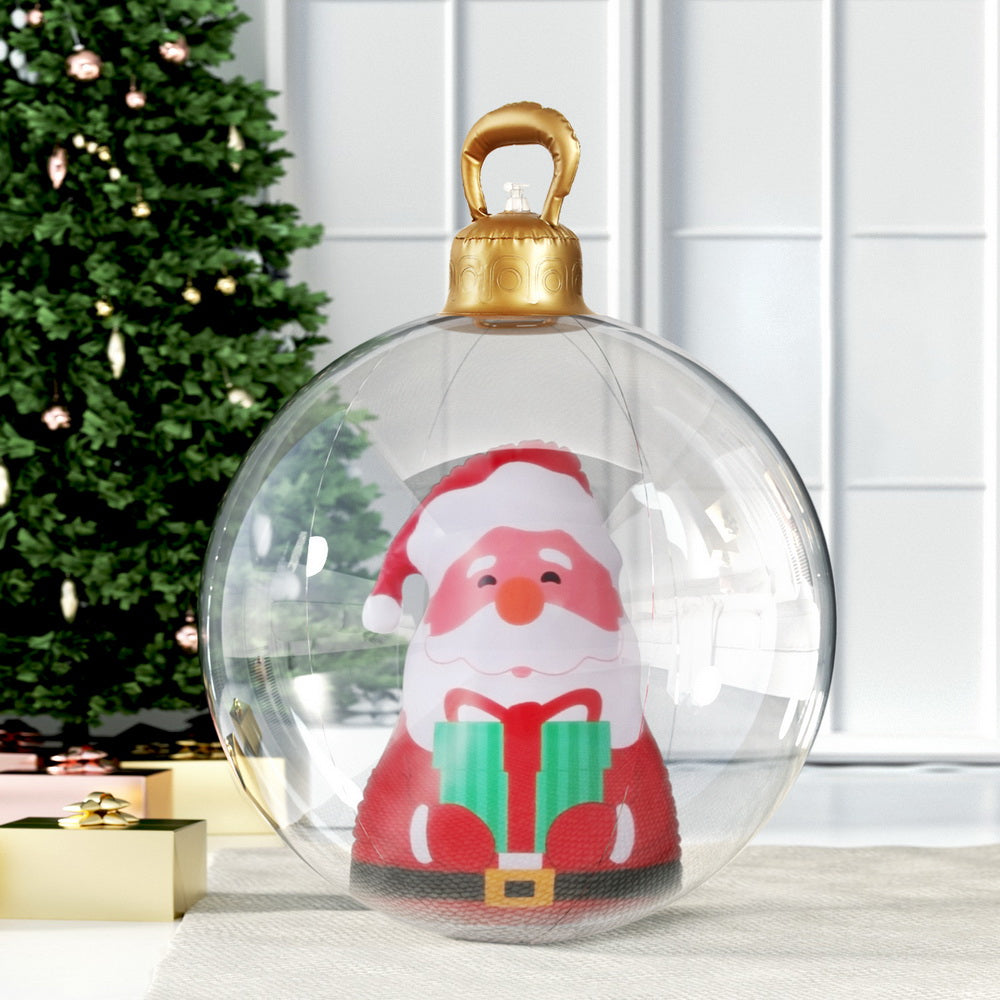 Jingle Jollys Christmas Inflatable Ball 60cm Santa Decoration Giant Bauble Clear XMAS-INF-BAUBLE-SANTA-CLEAR
