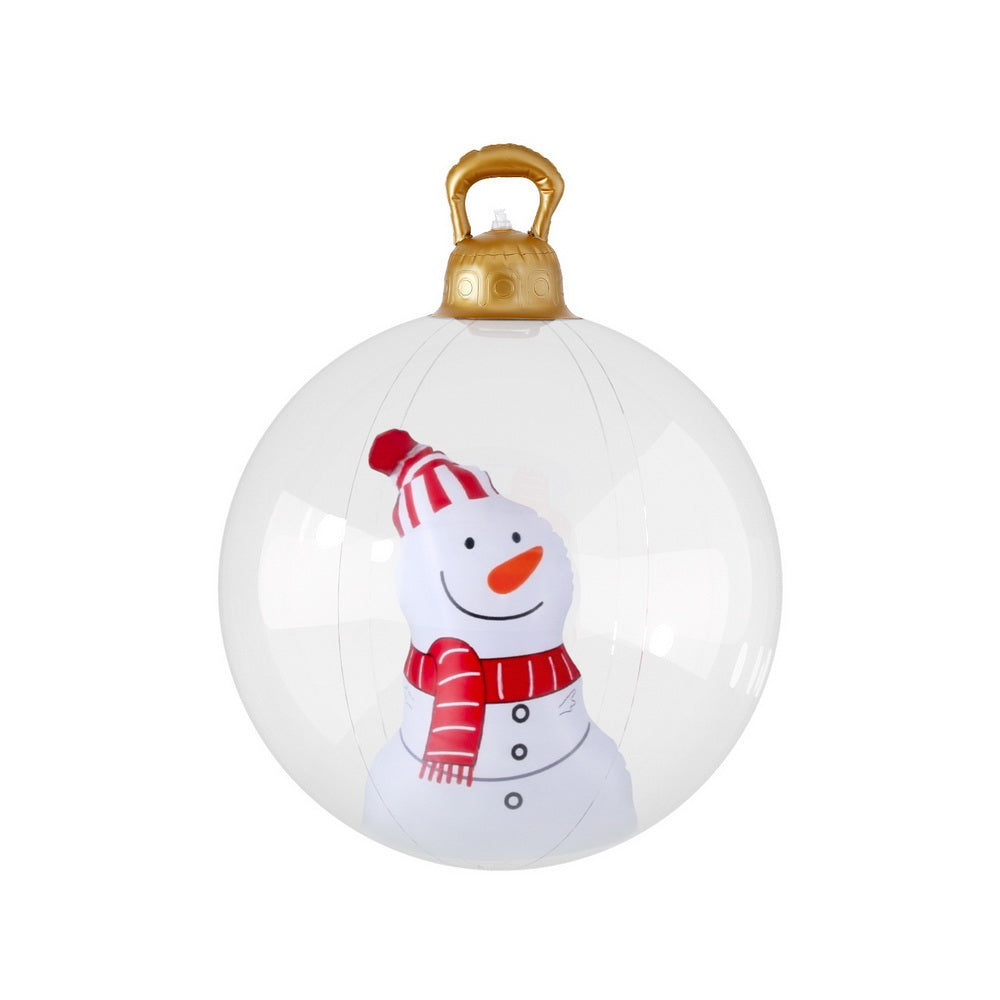Jingle Jollys Christmas Inflatable Ball 60cm Snowman Decoration Giant Bauble XMAS-INF-BAUBLE-SNOWMAN-CLEAR