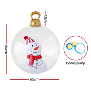 Jingle Jollys Christmas Inflatable Ball 60cm Snowman Decoration Giant Bauble XMAS-INF-BAUBLE-SNOWMAN-CLEAR