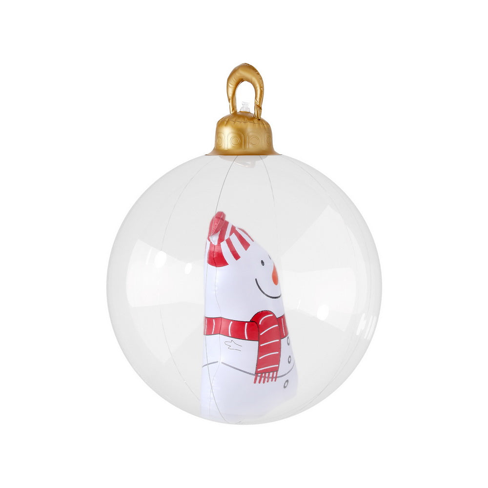 Jingle Jollys Christmas Inflatable Ball 60cm Snowman Decoration Giant Bauble XMAS-INF-BAUBLE-SNOWMAN-CLEAR