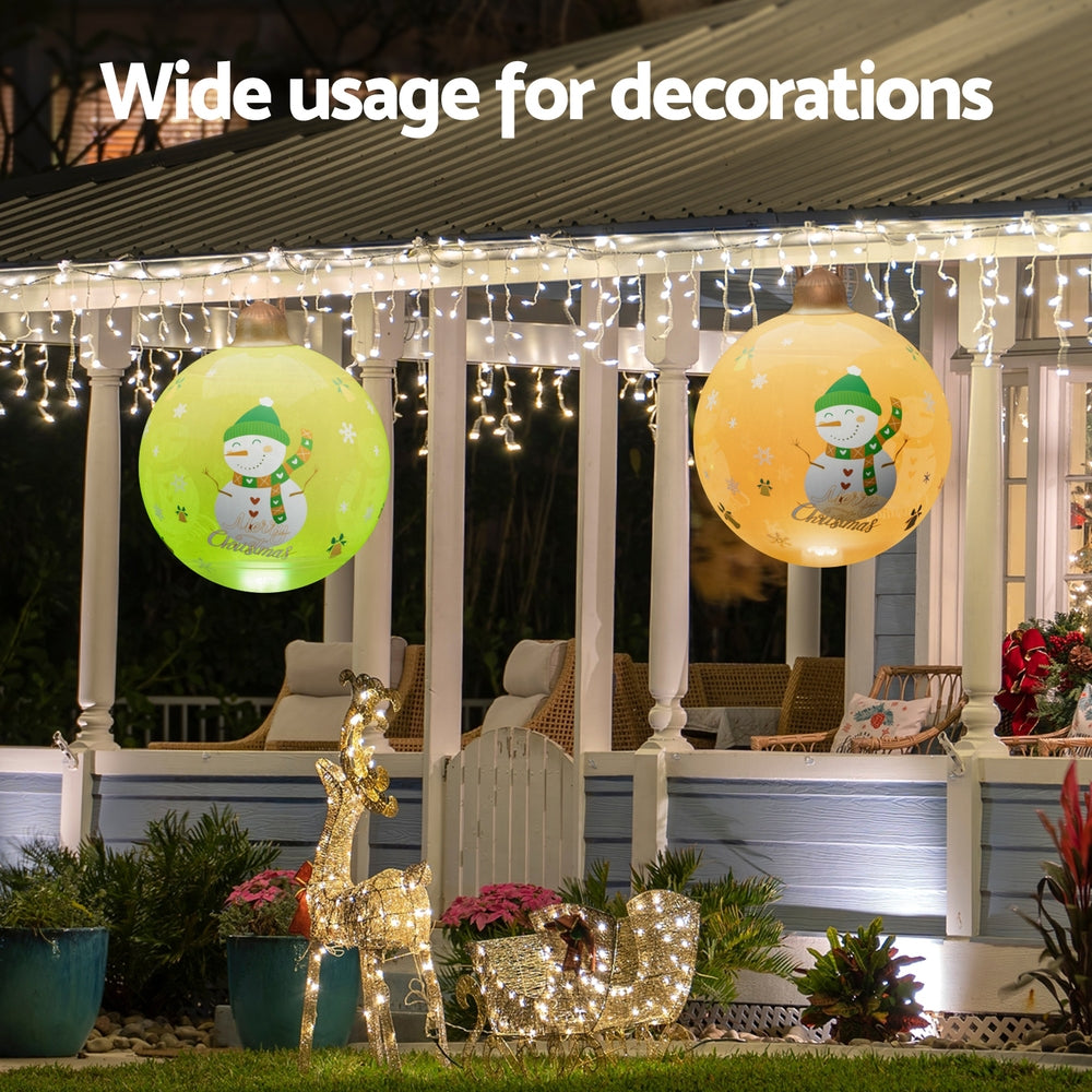 Jingle Jollys Christmas Inflatable Ball 60cm Led Illuminated Snowman Xmas Decor XMAS-INF-BAUBLE-SNOWMAN-GOLD