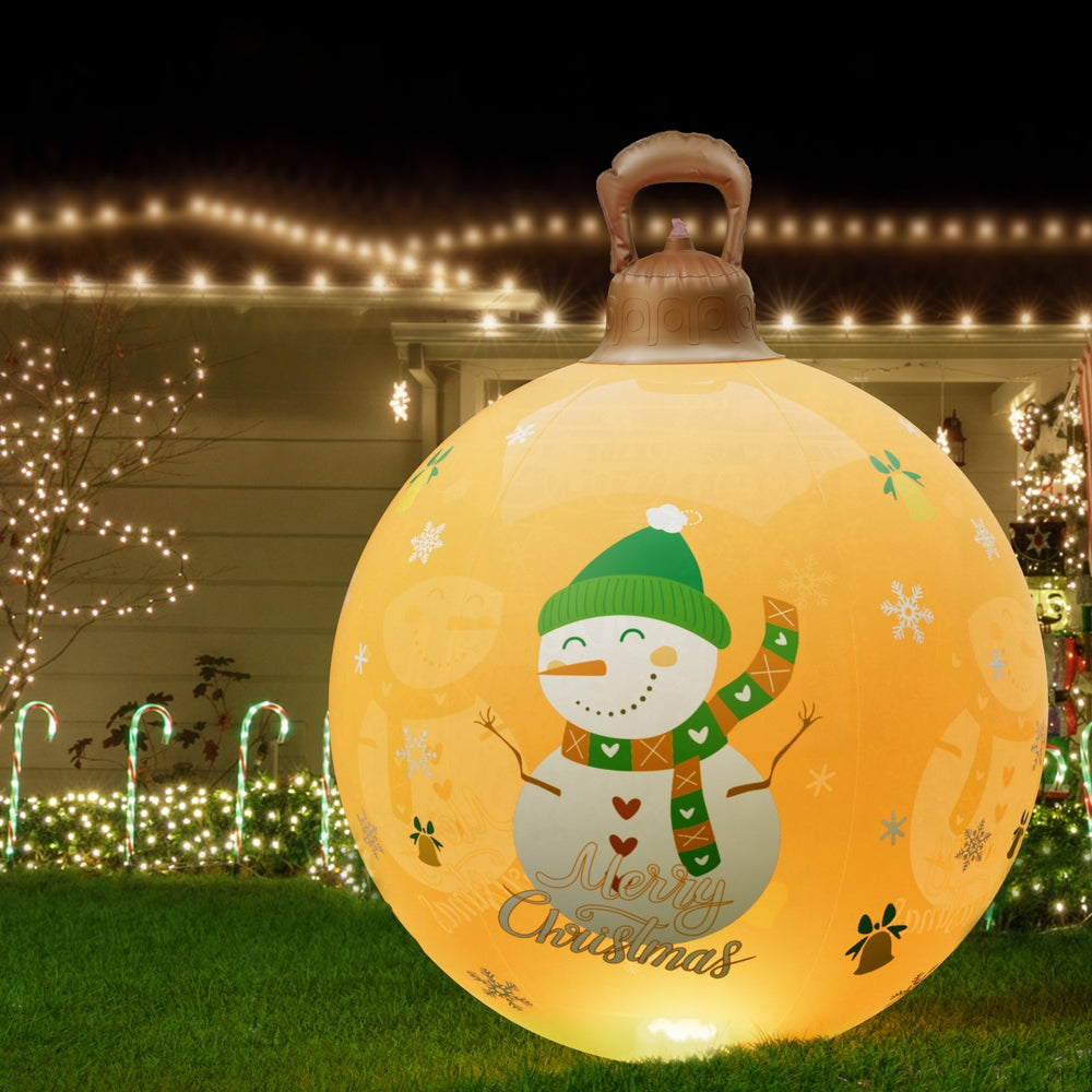 Jingle Jollys Christmas Inflatable Ball 60cm Led Illuminated Snowman Xmas Decor XMAS-INF-BAUBLE-SNOWMAN-GOLD