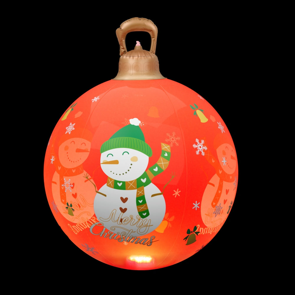 Jingle Jollys Christmas Inflatable Ball 60cm Illuminated Led Snowman Xmas Decor XMAS-INF-BAUBLE-SNOWMAN-RED