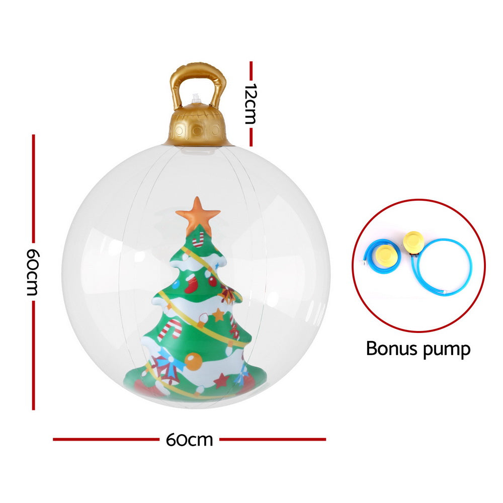 Jingle Jollys Christmas Inflatable Ball 60cm Tree Decoration Giant Bauble Clear XMAS-INF-BAUBLE-TREE-CLEAR