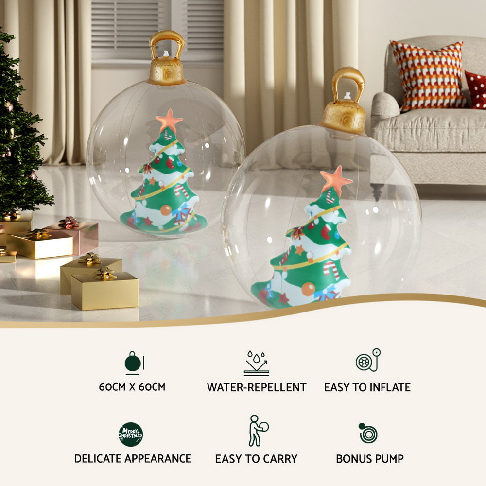Jingle Jollys Christmas Inflatable Ball 60cm Tree Decoration Giant Bauble Clear XMAS-INF-BAUBLE-TREE-CLEAR