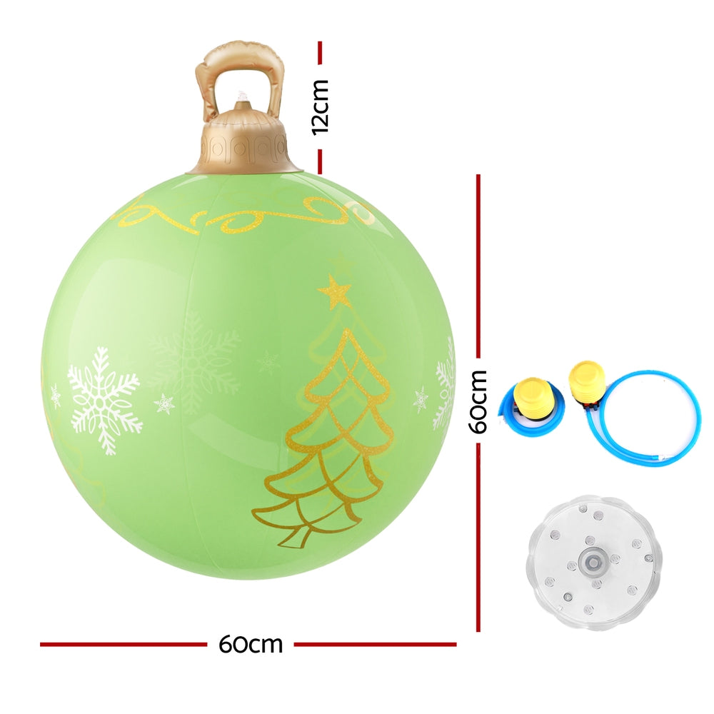 Jingle Jollys Christmas Inflatable Ball 60cm Led Illuminated Xmas Decoration XMAS-INF-BAUBLE-TREE-GREEN