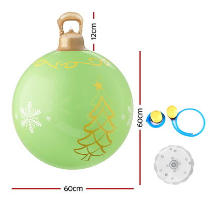 Jingle Jollys Christmas Inflatable Ball 60cm Led Illuminated Xmas Decoration XMAS-INF-BAUBLE-TREE-GREEN