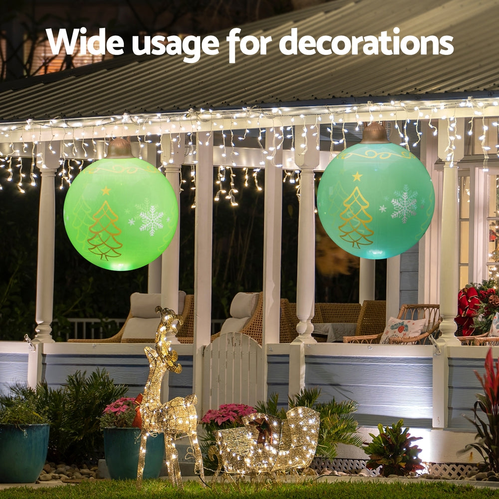 Jingle Jollys Christmas Inflatable Ball 60cm Led Illuminated Xmas Decoration XMAS-INF-BAUBLE-TREE-GREEN