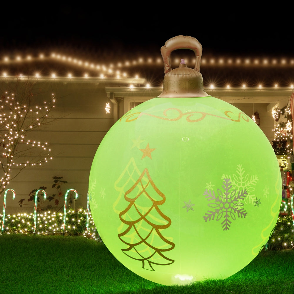 Jingle Jollys Christmas Inflatable Ball 60cm Led Illuminated Xmas Decoration XMAS-INF-BAUBLE-TREE-GREEN