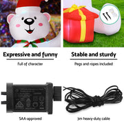 Jingle Jollys Christmas Inflatable Bear 1.8M Height LED Outdoor Decorations Illuminated XMAS-INF-BEAR-6FT