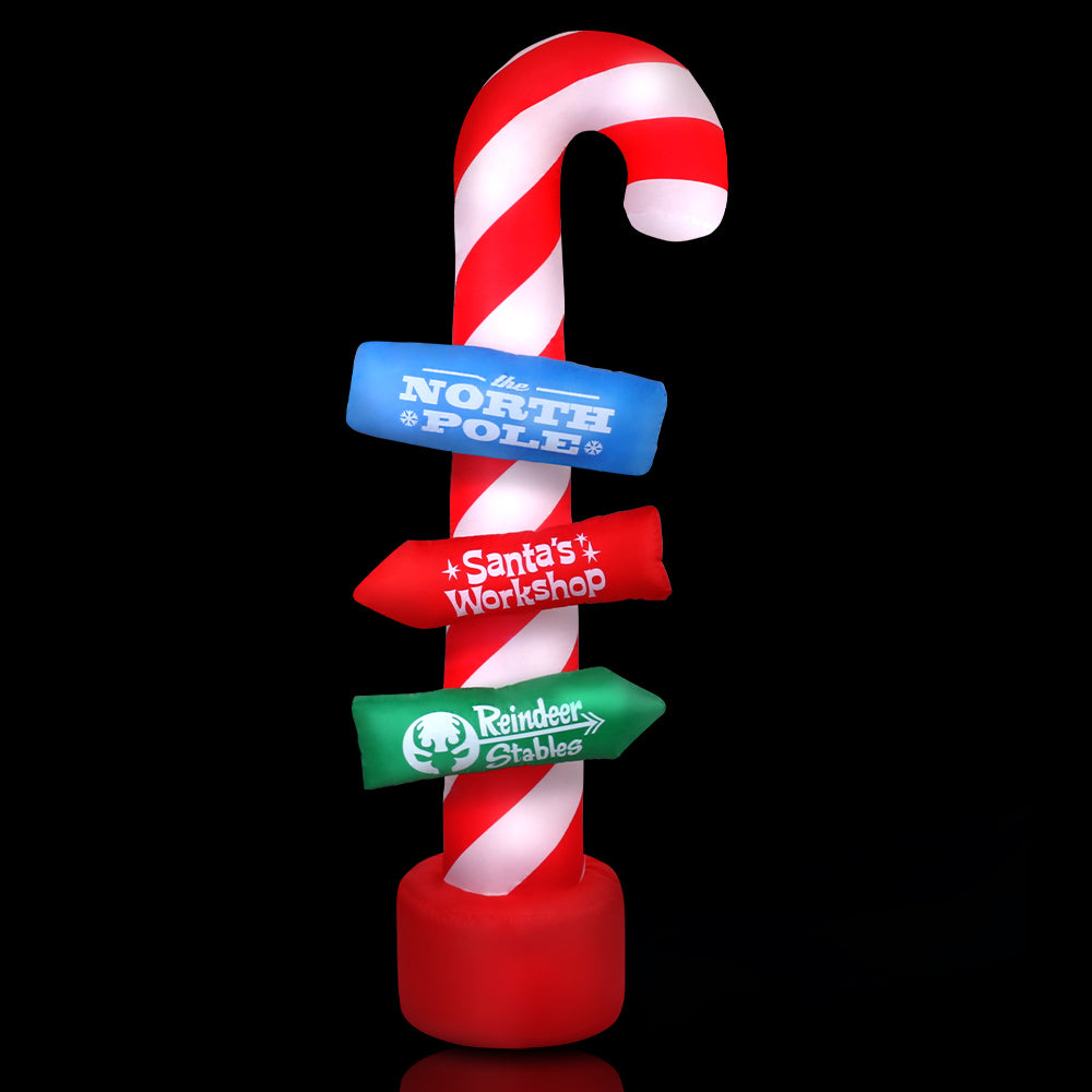 Jingle Jollys Christmas Inflatable Candy Pole 2.4M Illuminated Decorations XMAS-INF-CANDY-8FT
