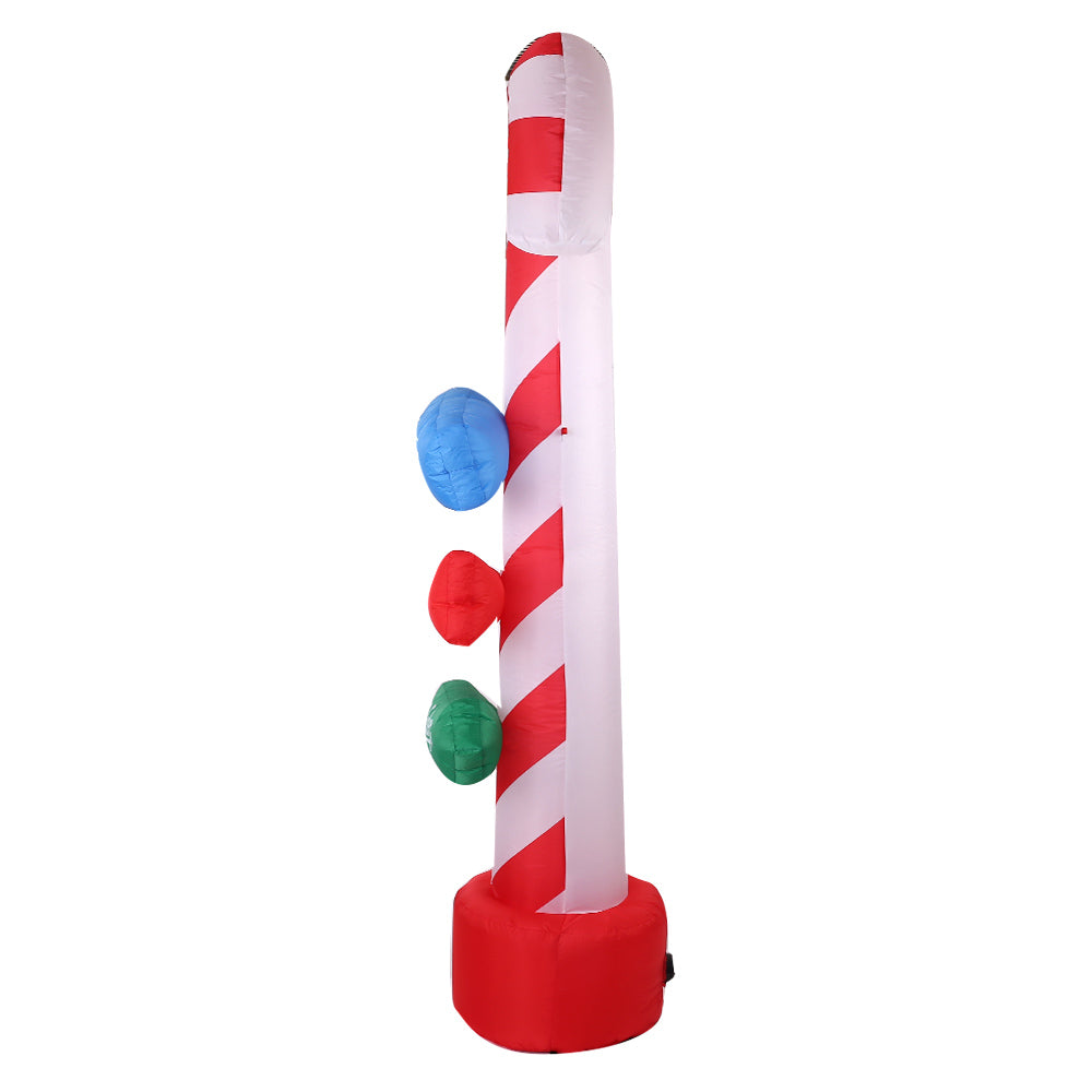 Jingle Jollys Christmas Inflatable Candy Pole 2.4M Illuminated Decorations XMAS-INF-CANDY-8FT