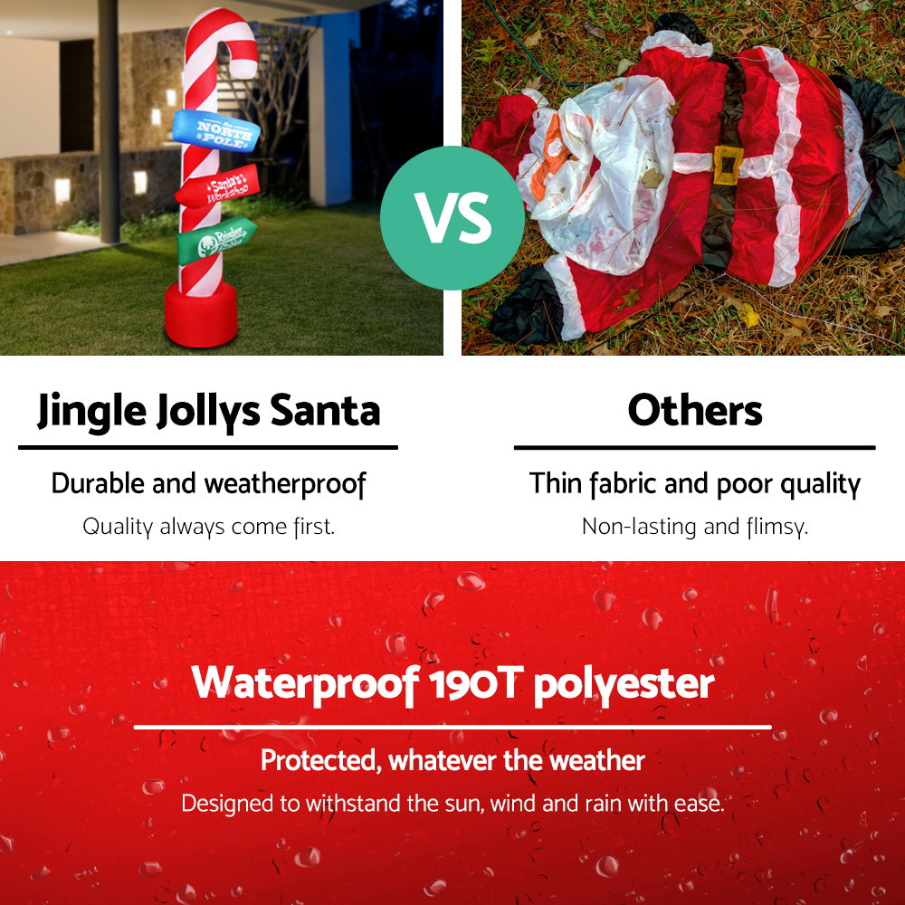 Jingle Jollys Christmas Inflatable Candy Pole 2.4M Illuminated Decorations XMAS-INF-CANDY-8FT
