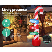Jingle Jollys Christmas Inflatable Candy Pole 2.4M Illuminated Decorations XMAS-INF-CANDY-8FT