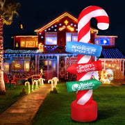 Jingle Jollys Christmas Inflatable Candy Pole 2.4M Illuminated Decorations XMAS-INF-CANDY-8FT
