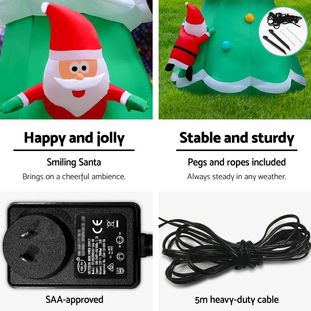 Jingle Jollys Christmas Inflatable Santa Tree 5M Illuminated Decorations XMAS-INF-CHRI-TREE-5M