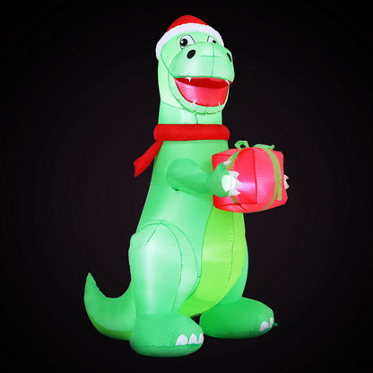 Jingle Jollys Christmas Inflatable Dinosaur 1.8M Height LED Decorations Illuminated XMAS-INF-DINO-GIFT-6FT