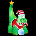 Jingle Jollys Christmas Inflatable Dinosaur 1.86M Height LED Decorations Illuminated XMAS-INF-DINO-GR-6FT