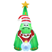 Jingle Jollys Christmas Inflatable Dinosaur 1.86M Height LED Decorations Illuminated XMAS-INF-DINO-GR-6FT