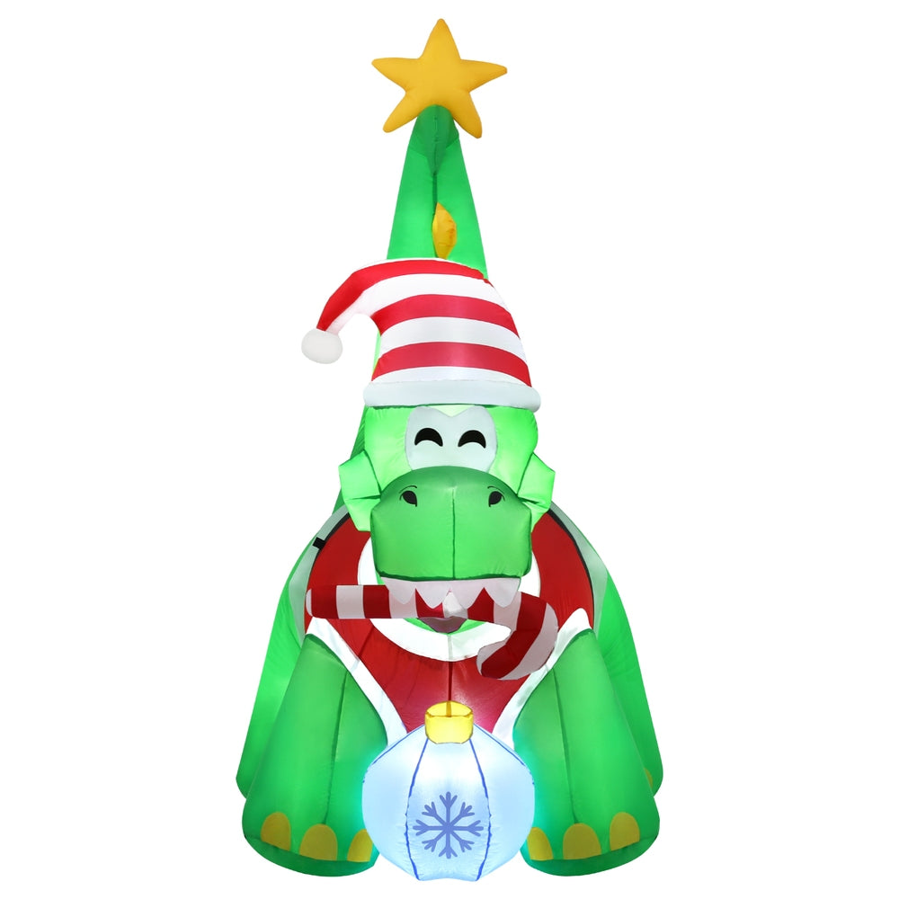 Jingle Jollys Christmas Inflatable Dinosaur 1.86M Height LED Decorations Illuminated XMAS-INF-DINO-GR-6FT