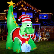 Jingle Jollys Christmas Inflatable Dinosaur 1.86M Height LED Decorations Illuminated XMAS-INF-DINO-GR-6FT
