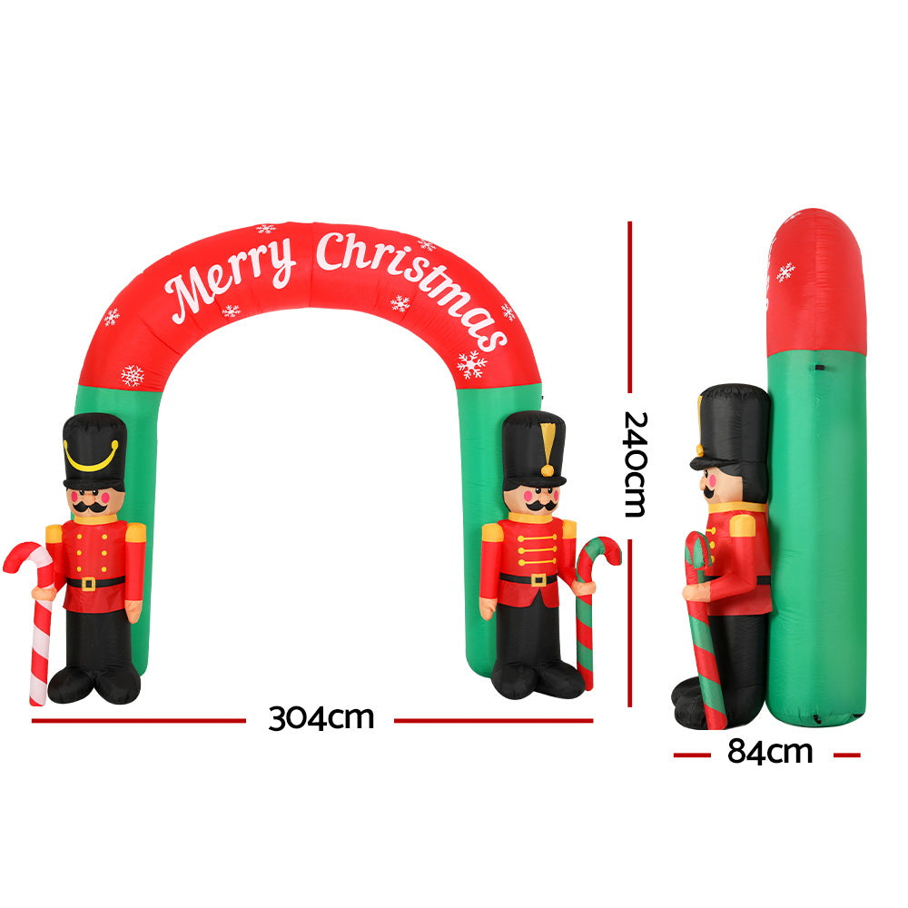 Jingle Jollys Christmas Inflatable Archwary Nutcracker 3M Illuminated Decorations XMAS-INF-DOOR-NUT-10FT