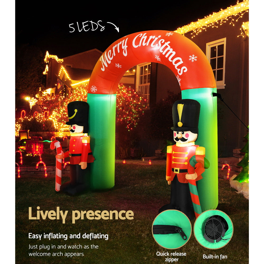 Jingle Jollys Christmas Inflatable Archwary Nutcracker 3M Illuminated Decorations XMAS-INF-DOOR-NUT-10FT